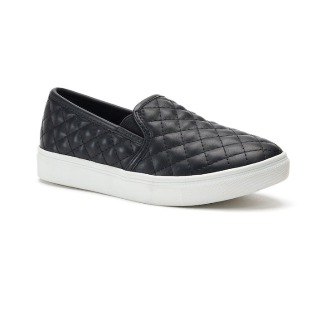 Women's Black Quilted Slip-on Shoes